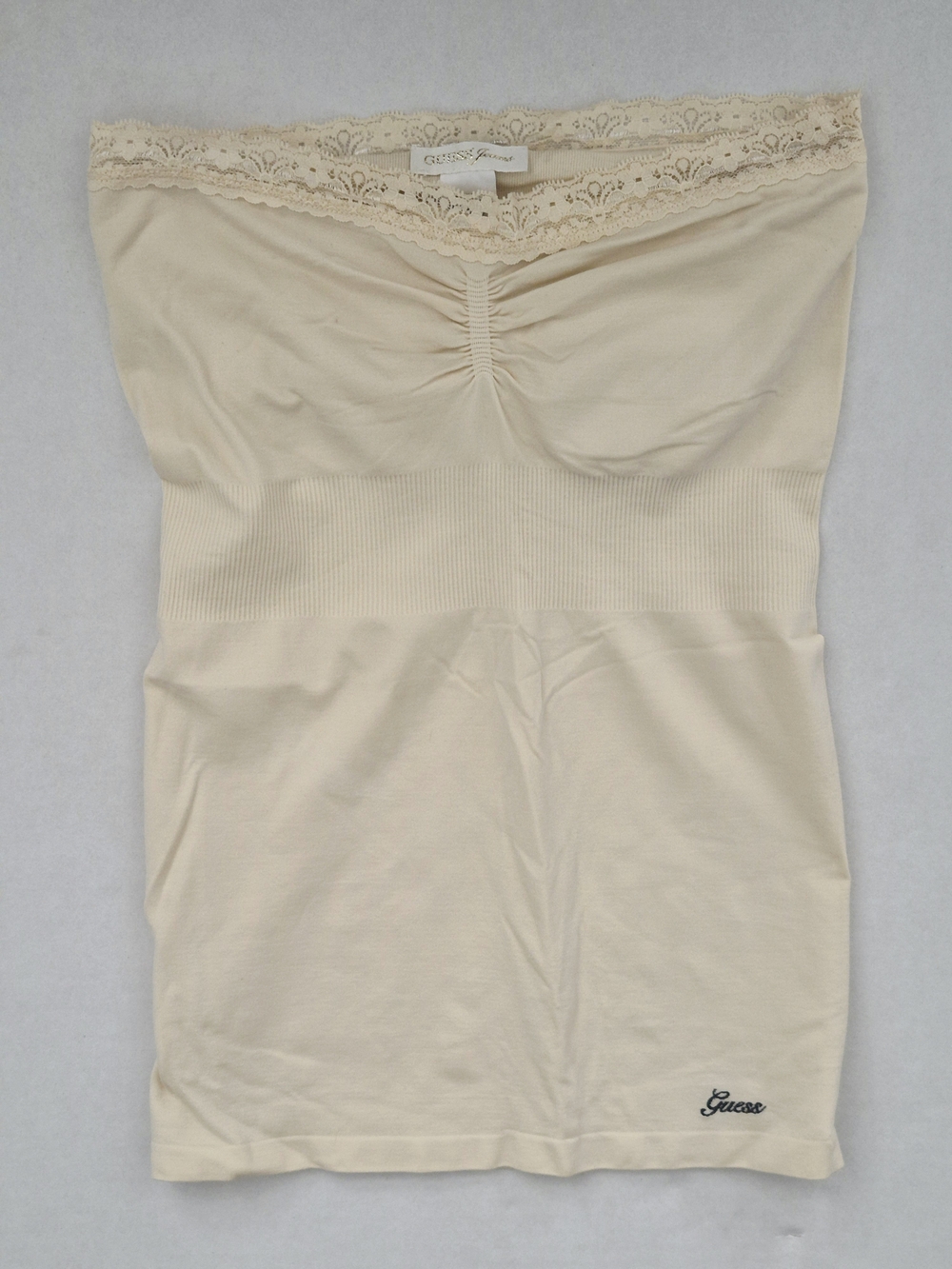 Guess Seamless Lace Trim Strapless Shaping Tube Top - Cream